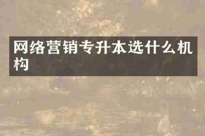 网络营销专升本选什么机构