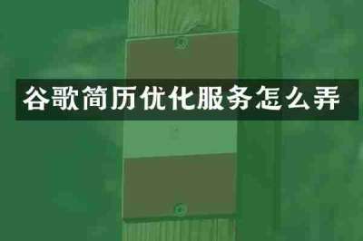 谷歌简历优化服务怎么弄