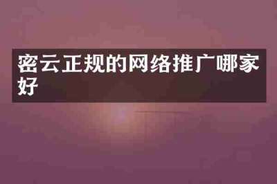 密云正规的网络推广哪家好