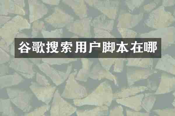 谷歌搜索用户脚本在哪