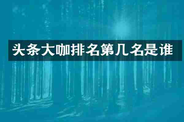 头条大咖排名第几名是谁