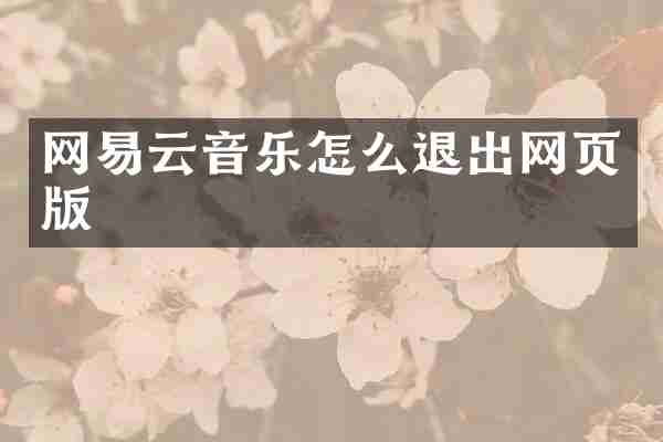 网易云音乐怎么退出网页版