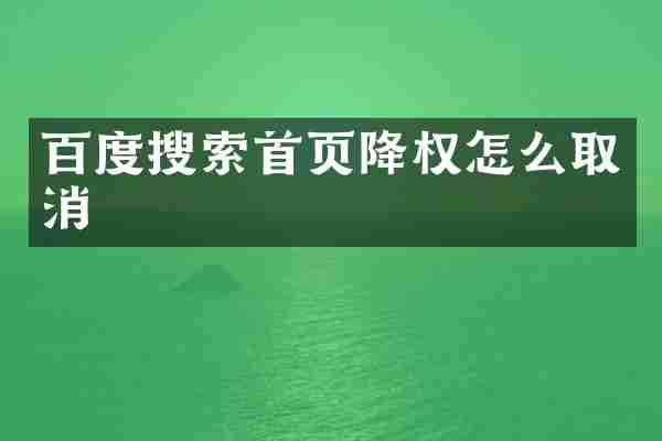 百度搜索首页降权怎么取消