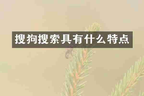 搜狗搜索具有什么特点