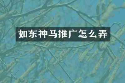 如东神马推广怎么弄