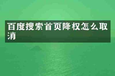 百度搜索首页降权怎么取消