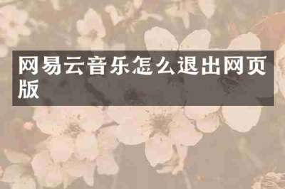 网易云音乐怎么退出网页版