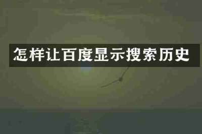 怎样让百度显示搜索历史