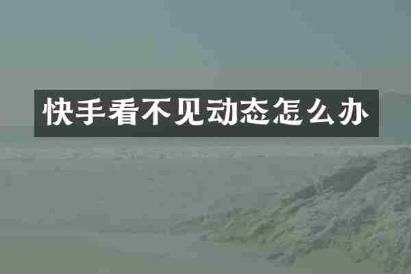 快手看不见动态怎么办