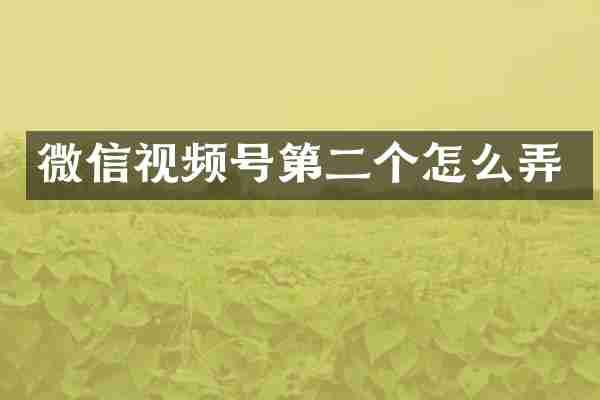 微信视频号第二个怎么弄