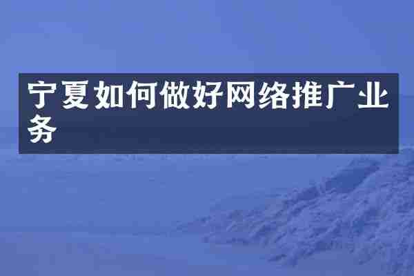 宁夏如何做好网络推广业务