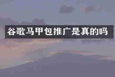 谷歌马甲包推广是真的吗