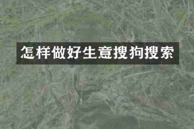 怎样做好生意搜狗搜索