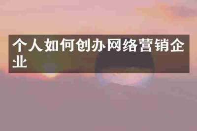 个人如何创办网络营销企业