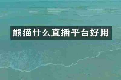 熊猫什么直播平台好用