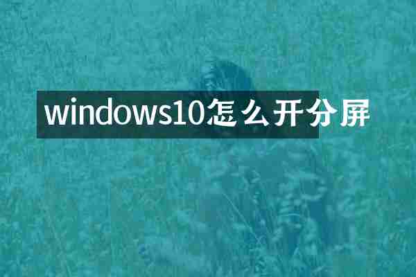 windows10怎么开分屏