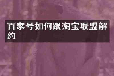 百家号如何跟淘宝联盟解约