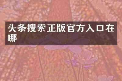 头条搜索正版官方入口在哪