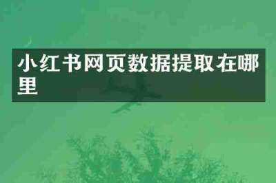 小红书网页数据提取在哪里