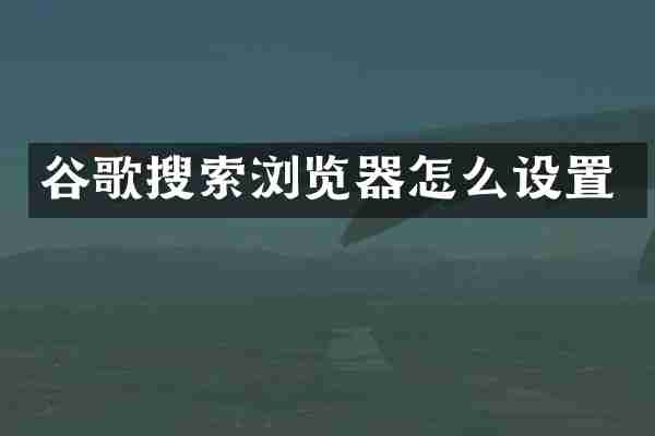 谷歌搜索浏览器怎么设置