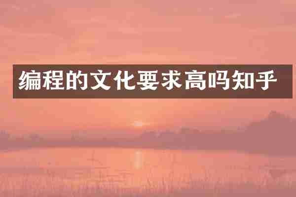 编程的文化要求高吗知乎