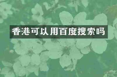 香港可以用百度搜索吗