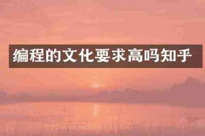 编程的文化要求高吗知乎