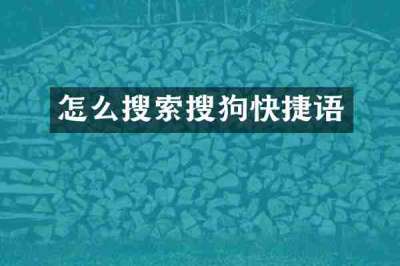 怎么搜索搜狗快捷语