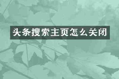 头条搜索主页怎么关闭