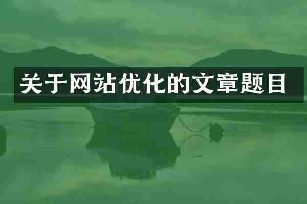 关于网站优化的文章题目