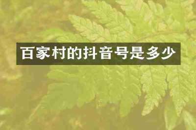 百家村的抖音号是多少