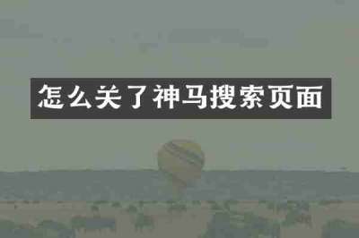 怎么关了神马搜索页面