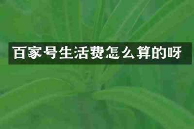百家号生活费怎么算的呀