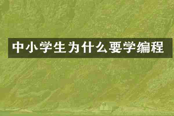 中小学生为什么要学编程