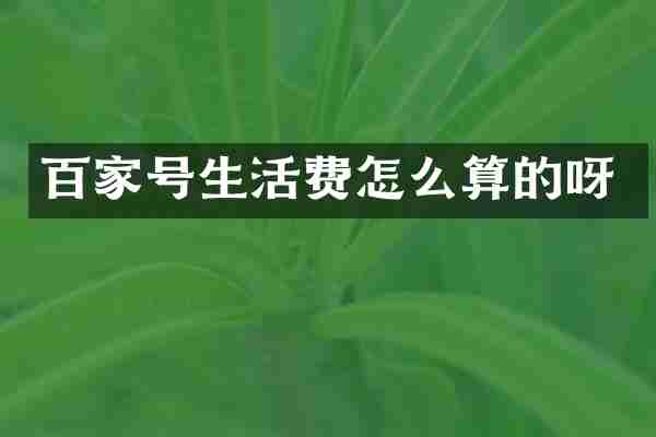 百家号生活费怎么算的呀