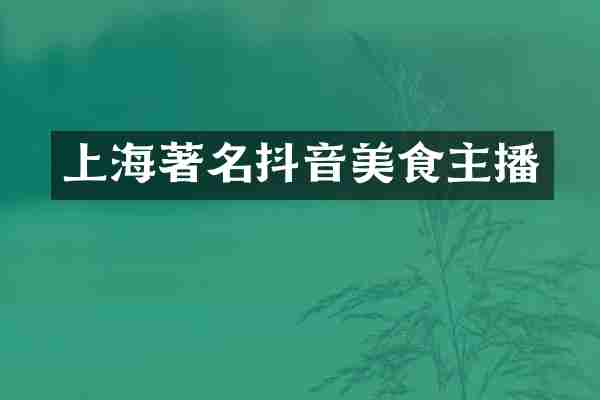 上海著名抖音美食主播
