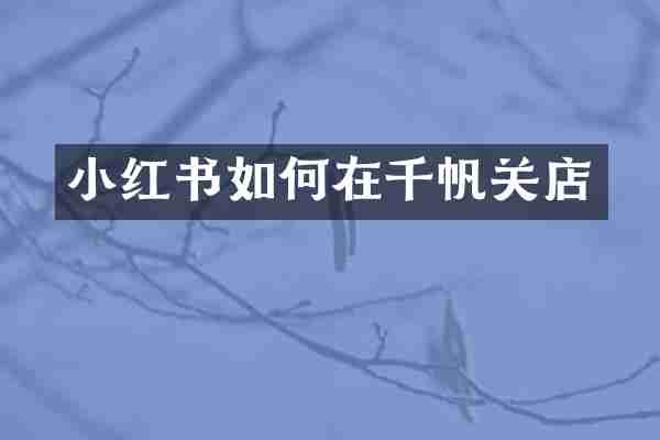 小红书如何在千帆关店