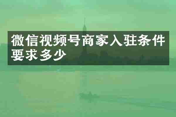 微信视频号商家入驻条件要求多少