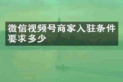 微信视频号商家入驻条件要求多少