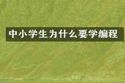中小学生为什么要学编程