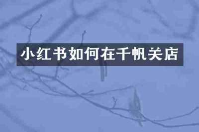 小红书如何在千帆关店