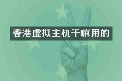 香港虚拟主机干嘛用的