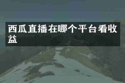 西瓜直播在哪个平台看收益