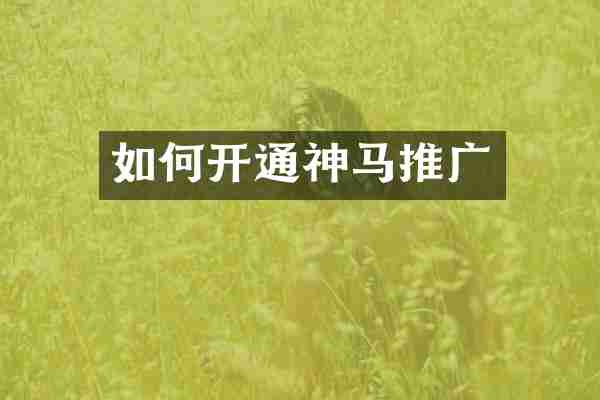 如何开通神马推广