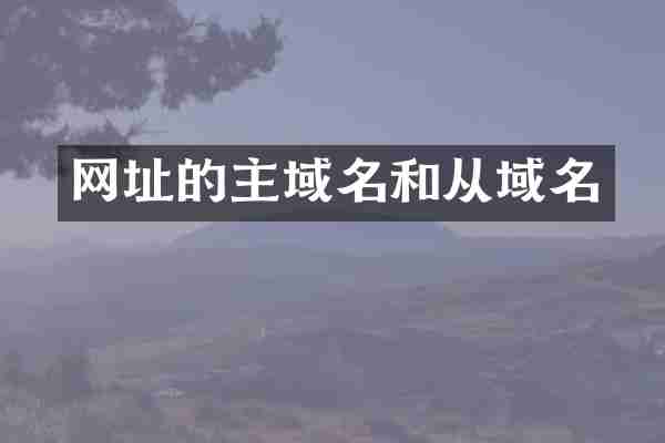 网址的主域名和从域名