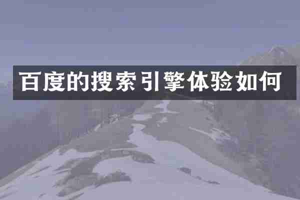 百度的搜索引擎体验如何