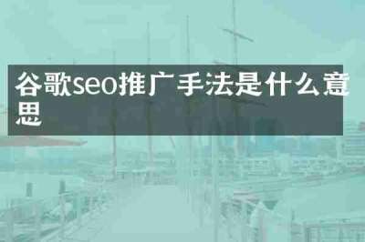 谷歌seo推广手法是什么意思