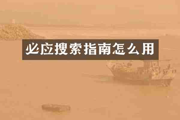 必应搜索指南怎么用