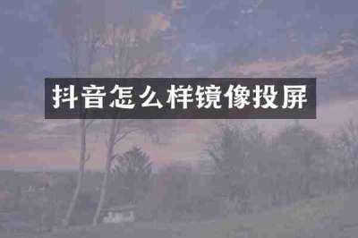 抖音怎么样镜像投屏