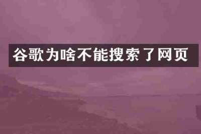 谷歌为啥不能搜索了网页